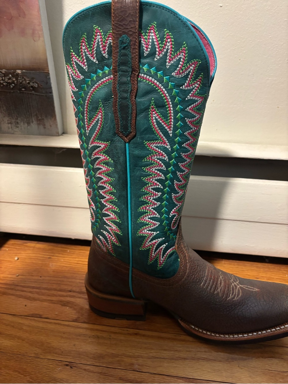 Ariat Teal and Brown Lace-Up Western Boots